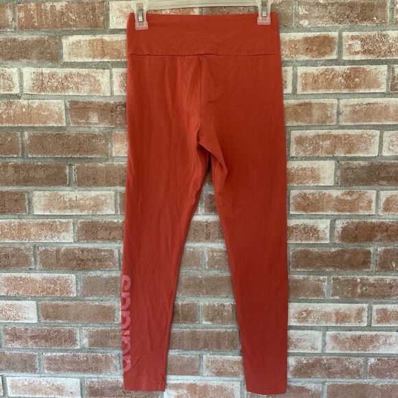 Adidas Essentials Linear Logo Tights Leggings Deep Salmon Red Small - Picture 4 of 8